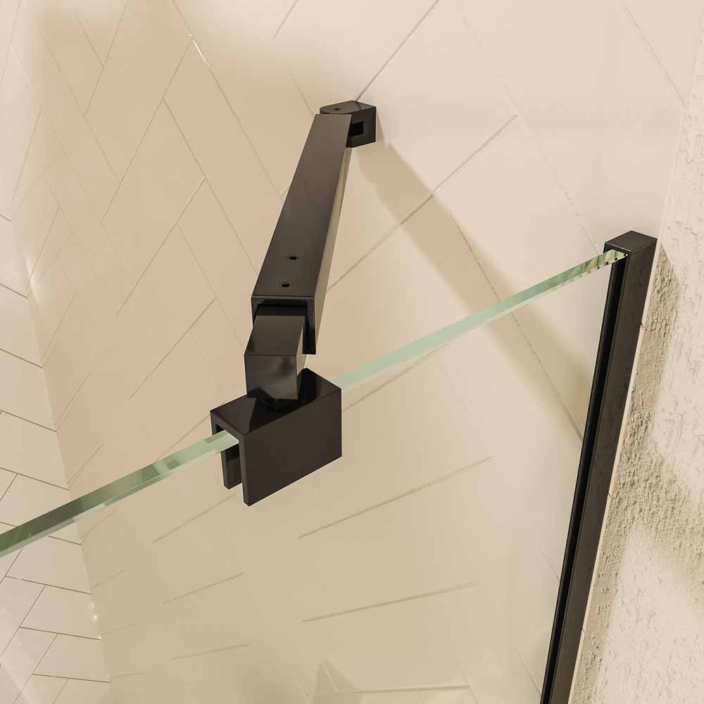 Mampara de ducha rectangular OPEN 2 fijos - 2 puertas abatibles a medida NEGRO MATE - Imagen 4