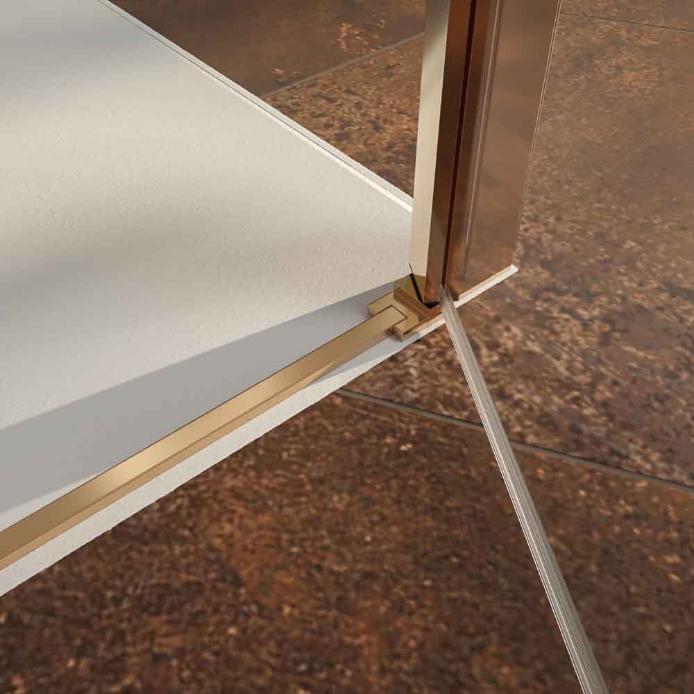 Mampara de ducha rectangular OPEN 1 fijo - 2 puertas abatible fabricada a medida. COBRE MATE - Imagen 6