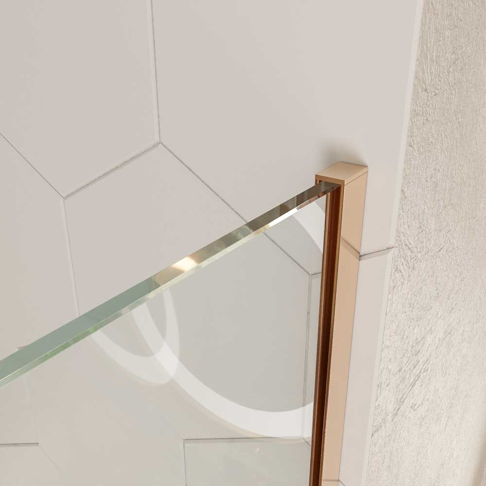 Mampara de ducha rectangular OPEN 1 fijo - 2 puertas abatible fabricada a medida. COBRE MATE - Imagen 4