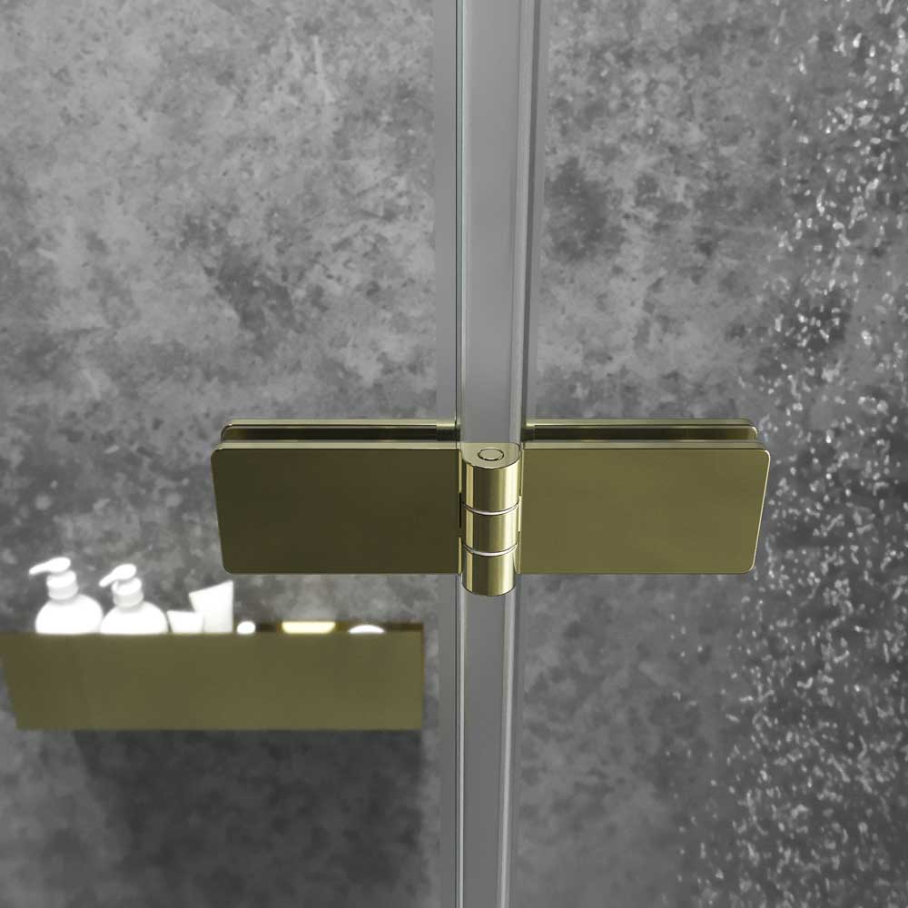 Mampara de ducha frontal SILEX 2 fijos - 1 puerta abatible fabricada a medida. Acabado ORO MATE - Imagen 3