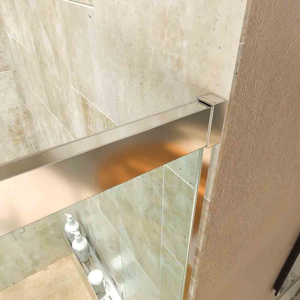 Mampara de ducha rectangular BASIC apertura frontal 1 fijo-1 puerta corredera+ 1 fijo . Sin perfil inferior. Con tratamiento anti-cal.Acabado CROMO BRILLO - Imagen 4