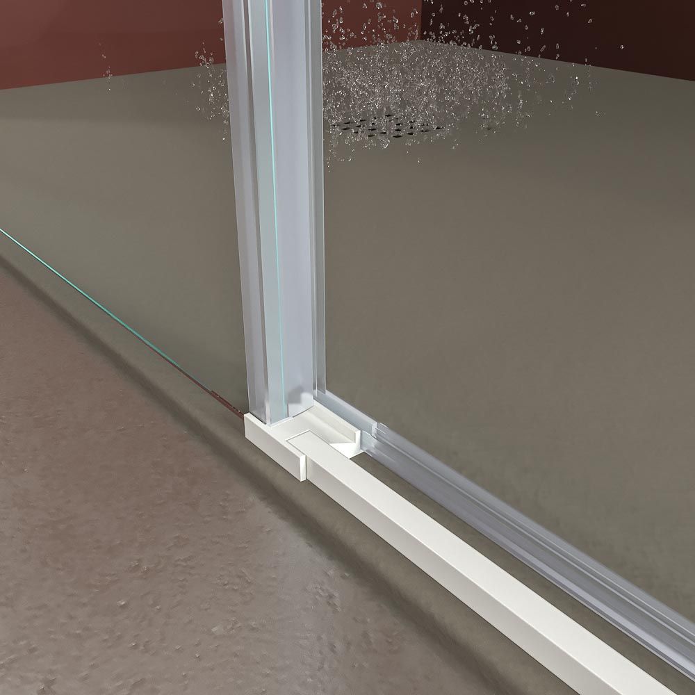 Mampara de ducha rectangular BASIC apertura angular 2 fijos-2 puertas correderas. Sin perfil inferior. Con tratamiento anti-cal.Acabado BLANCO MATE - Imagen 6