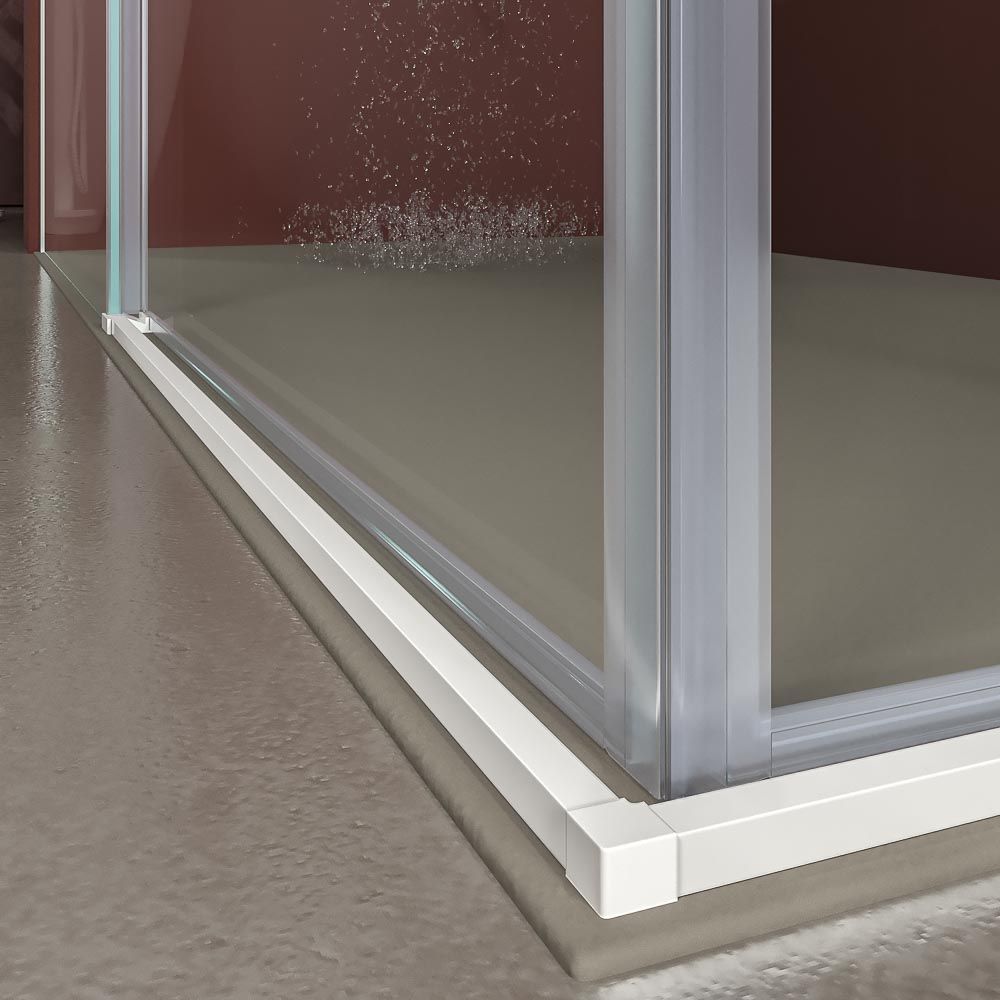 Mampara de ducha rectangular BASIC apertura angular 2 fijos-2 puertas correderas. Sin perfil inferior. Con tratamiento anti-cal.Acabado BLANCO MATE - Imagen 5