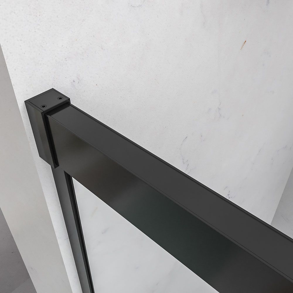 Mampara de ducha rectangular BASIC apertura angular 2 fijos-2 puertas correderas. Sin perfil inferior. Con tratamiento anti-cal.Acabado NEGRO MATE - Imagen 4