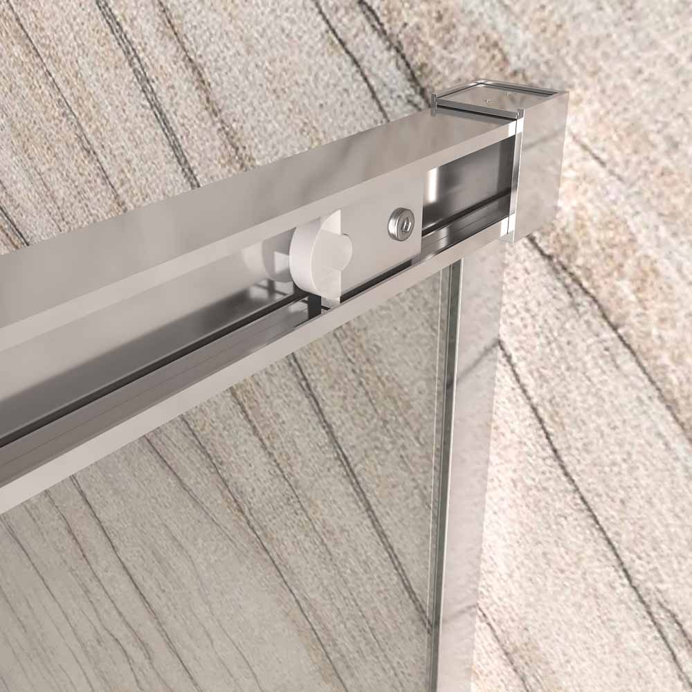 Mampara de ducha NEXO frontal 1 fijo - 1 puerta corredera perfil MINIMALISTA Cromo brillo - Imagen 3