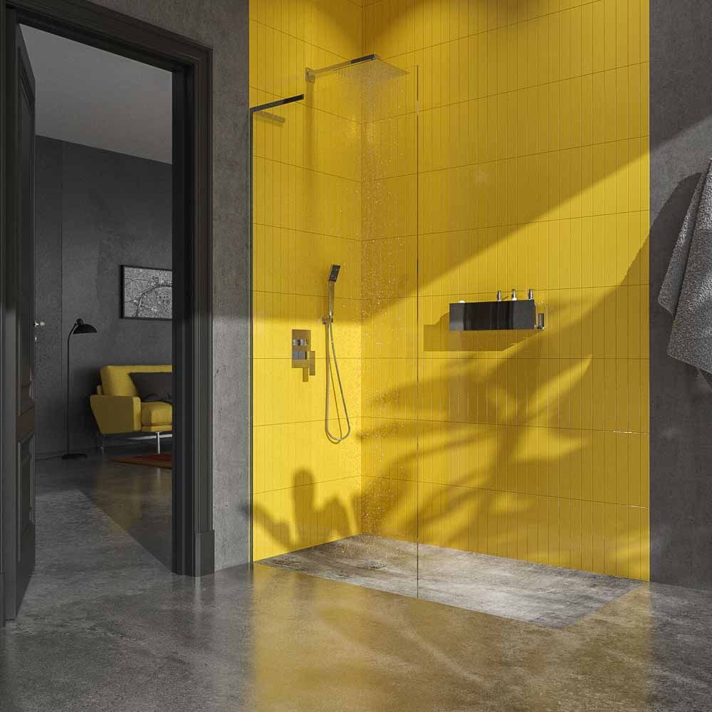 Fijo de ducha mampara ZEN sin brazo de seguridad - Vidrio 8 MM con tratamiento anti-cal incluido ACERO INOX