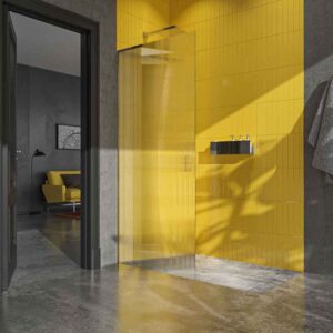 Fijo de ducha mampara ZEN  sin brazo de seguridad - Vidrio 8 MM ACANALADO acabado ACERO INOX