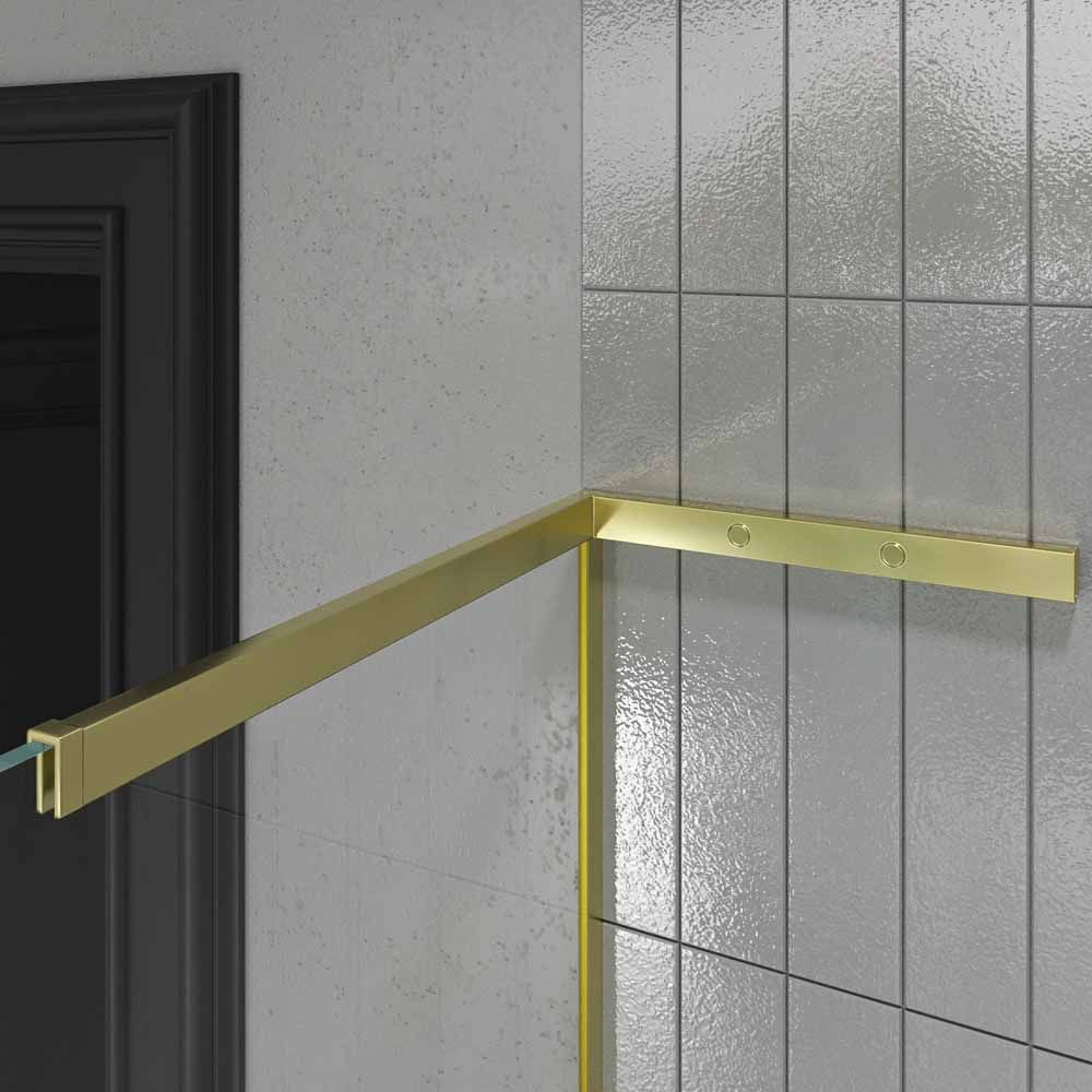 Fijo de ducha mampara ZEN sin brazo de seguridad - Vidrio 8 MM con tratamiento anti-cal incluido ORO MATE - Imagen 3