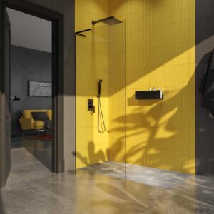 Fijo de ducha mampara ZEN  sin brazo de seguridad - Vidrio 8 MM con tratamiento anti-cal incluido NEGRO MATE