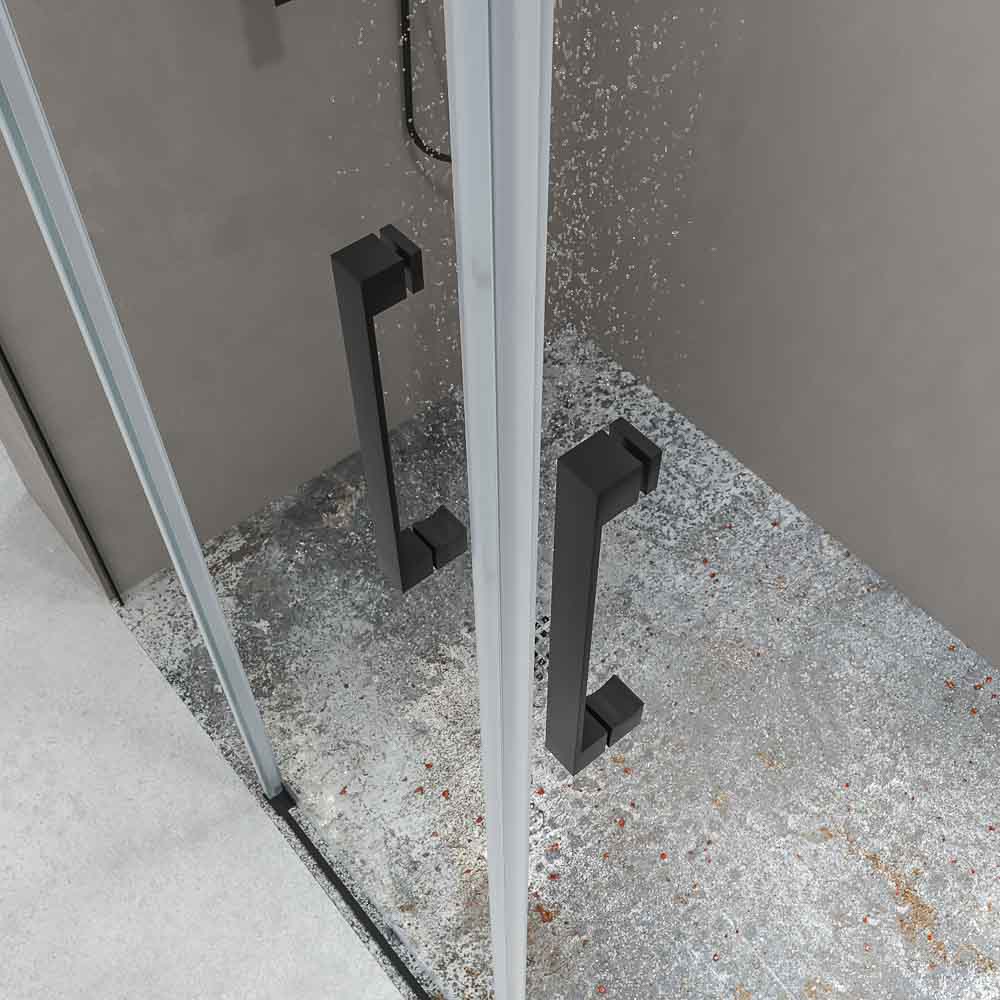 Mampara de ducha frontal BASIC 2 fijos -2 puertas correderas. Sin perfil inferior. Con tratamiento anti-cal . Acabado NEGRO MATE - Imagen 6