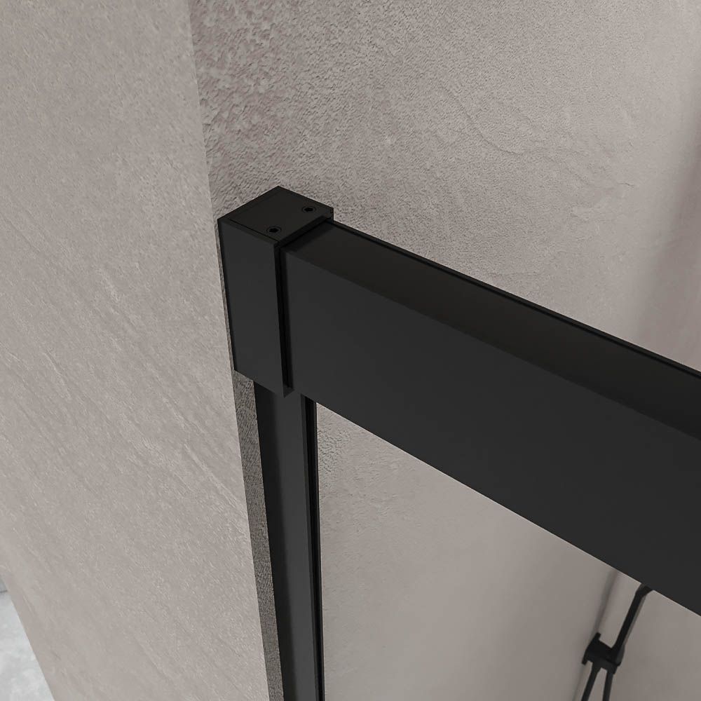 Mampara de ducha frontal BASIC 2 fijos -2 puertas correderas. Sin perfil inferior. Con tratamiento anti-cal . Acabado NEGRO MATE - Imagen 4