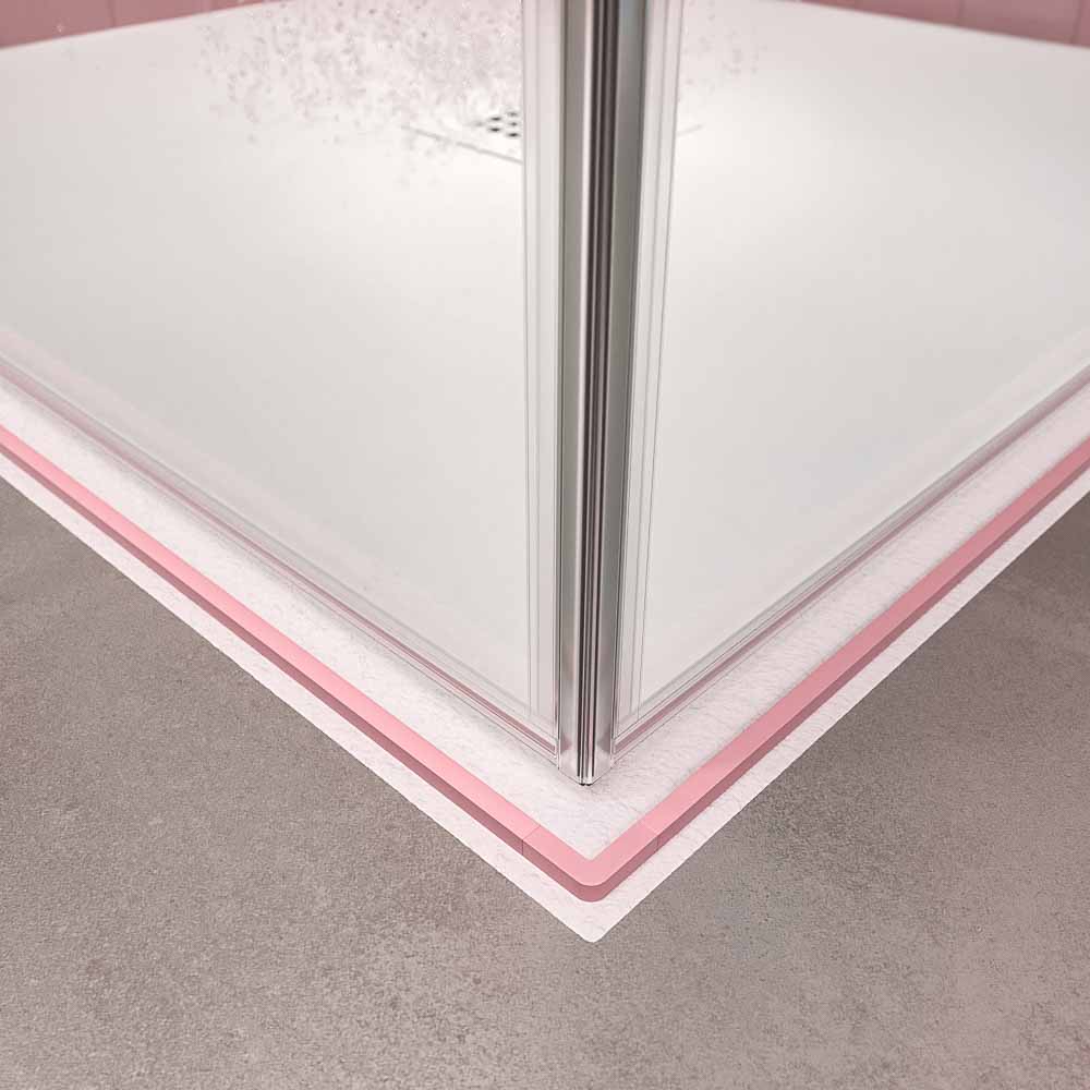 Mampara de ducha cuadrada NEXO apertura angular 2 fijos-2 puertas correderas Acabado ROSA PALO - Imagen 4