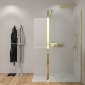 Mampara de ducha fija + abatible ZEN - Vidrio 8 mm + 6 mm - ORO MATE