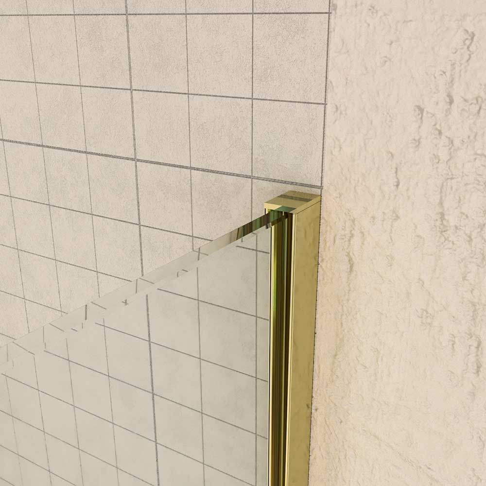 Mampara de ducha fija + abatible ZEN - Vidrio 8 mm + 6 mm - ORO MATE - Imagen 2