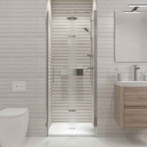 Mampara de ducha frontal SINTESIS 1 puerta plegable a medida acabado CROMO BRILLO