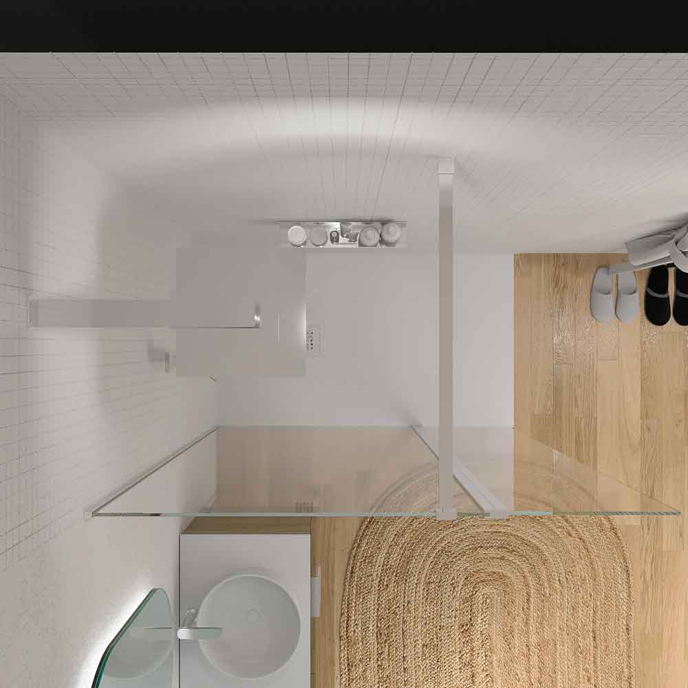 Mampara de ducha fija y abatible ZEN. Vidrio 8 mm más 6 mm. Cromo brillo - Imagen 7