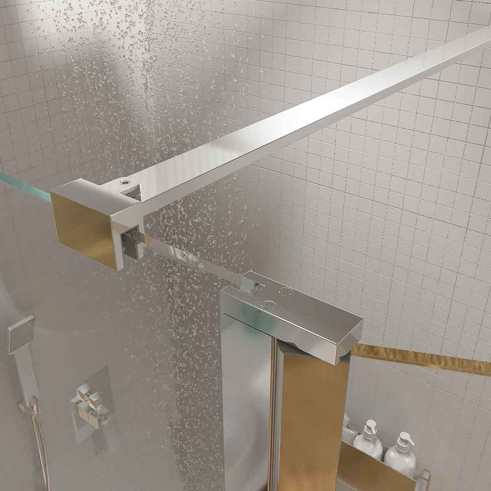 Mampara de ducha fija y abatible ZEN. Vidrio 8 mm más 6 mm. Cromo brillo - Imagen 5