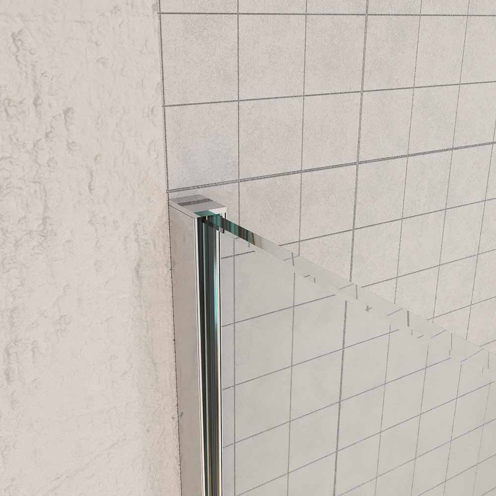 Mampara de ducha fija y abatible ZEN. Vidrio 8 mm más 6 mm. Cromo brillo - Imagen 4