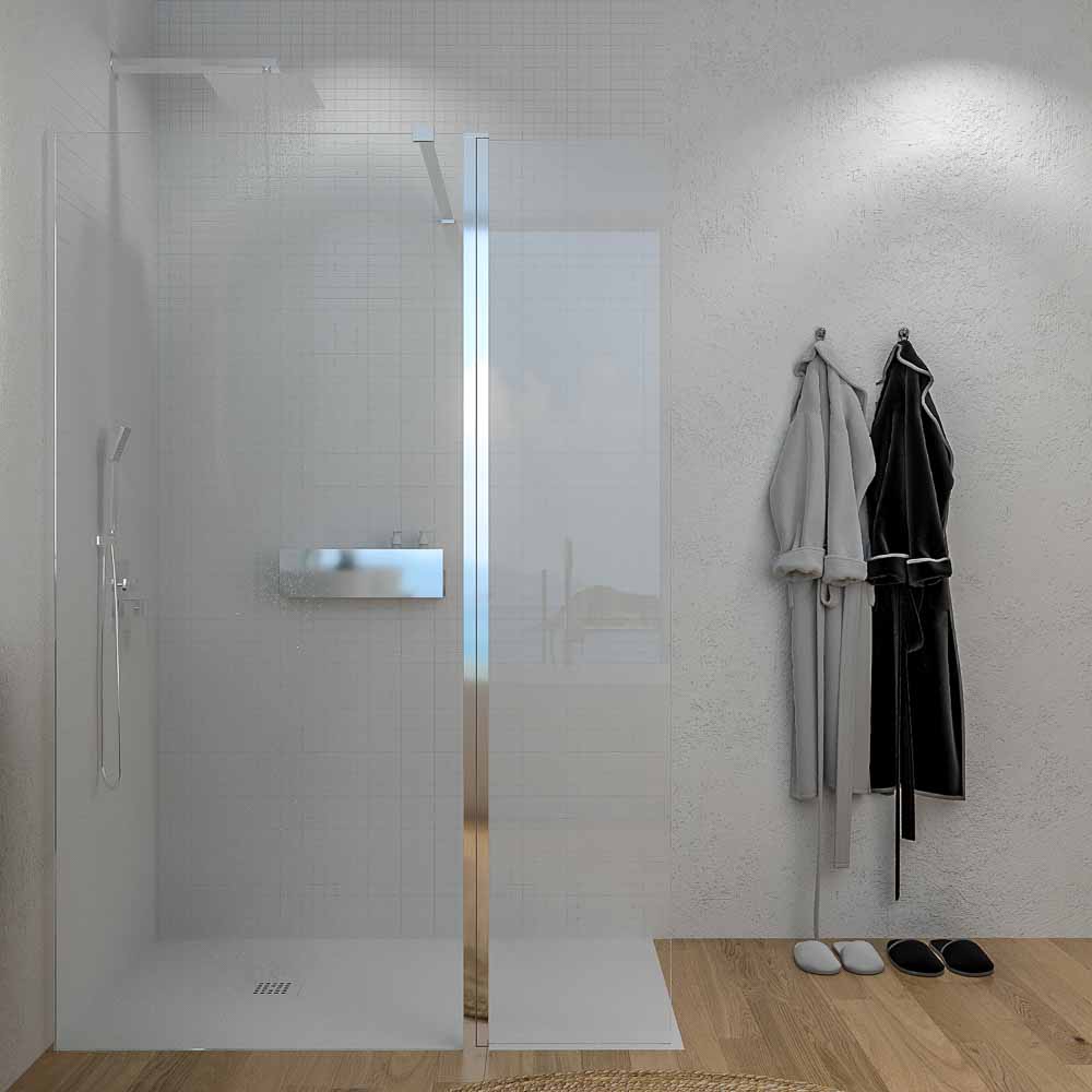 Mampara de ducha fija y abatible ZEN. Vidrio 8 mm más 6 mm. Cromo brillo - Imagen 2