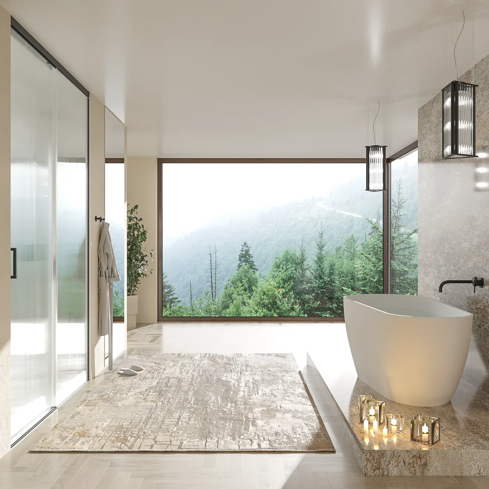 Mampara de ducha TECH HIGH frontal 1 fijo - 1 puerta corredera vidrio acanalado 8 mm. ACERO INOXIDABLE Negro fabricada a techo - Imagen 6