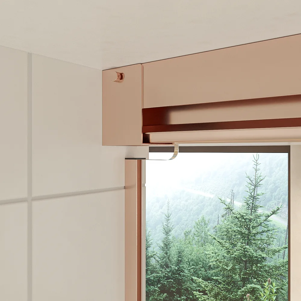 Mampara de ducha TECH HIGH frontal 1 fijo - 1 puerta corredera vidrio 8 mm. ORO ROSA - Imagen 5