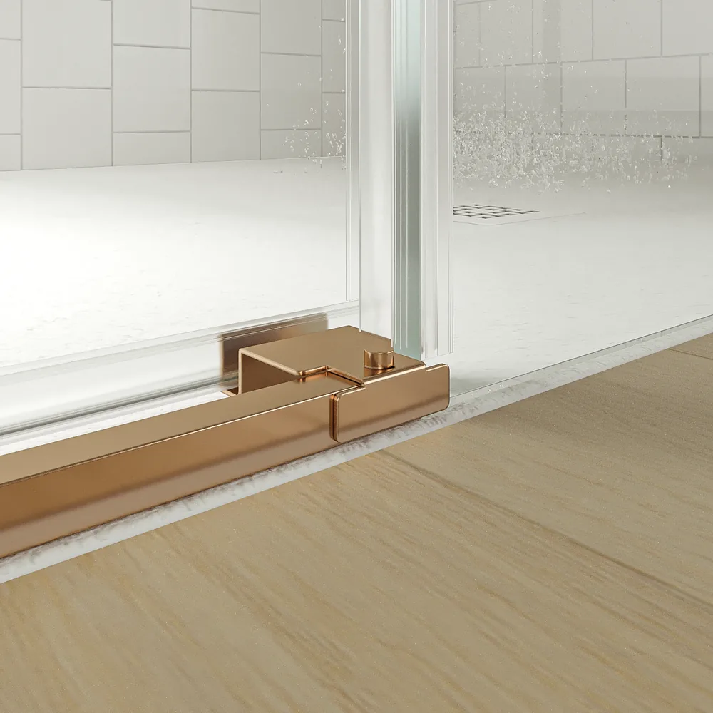 Mampara de ducha TECH HIGH frontal 1 fijo - 1 puerta corredera vidrio 8 mm. COBRE - Imagen 3