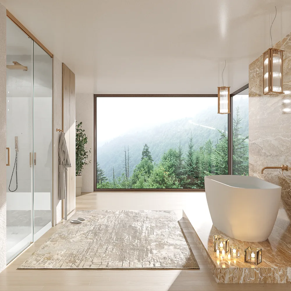 Mampara de ducha TECH HIGH frontal 1 fijo - 1 puerta corredera vidrio 8 mm. COBRE - Imagen 2