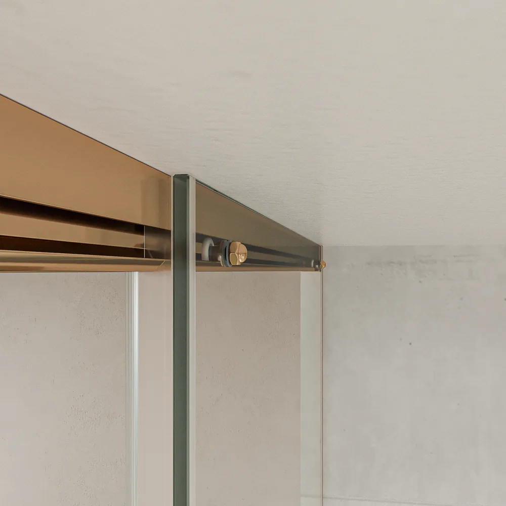 Mampara de ducha TECH HIGH frontal 1 fijo - 1 puerta corredera vidrio 8 mm. COBRE - Imagen 6