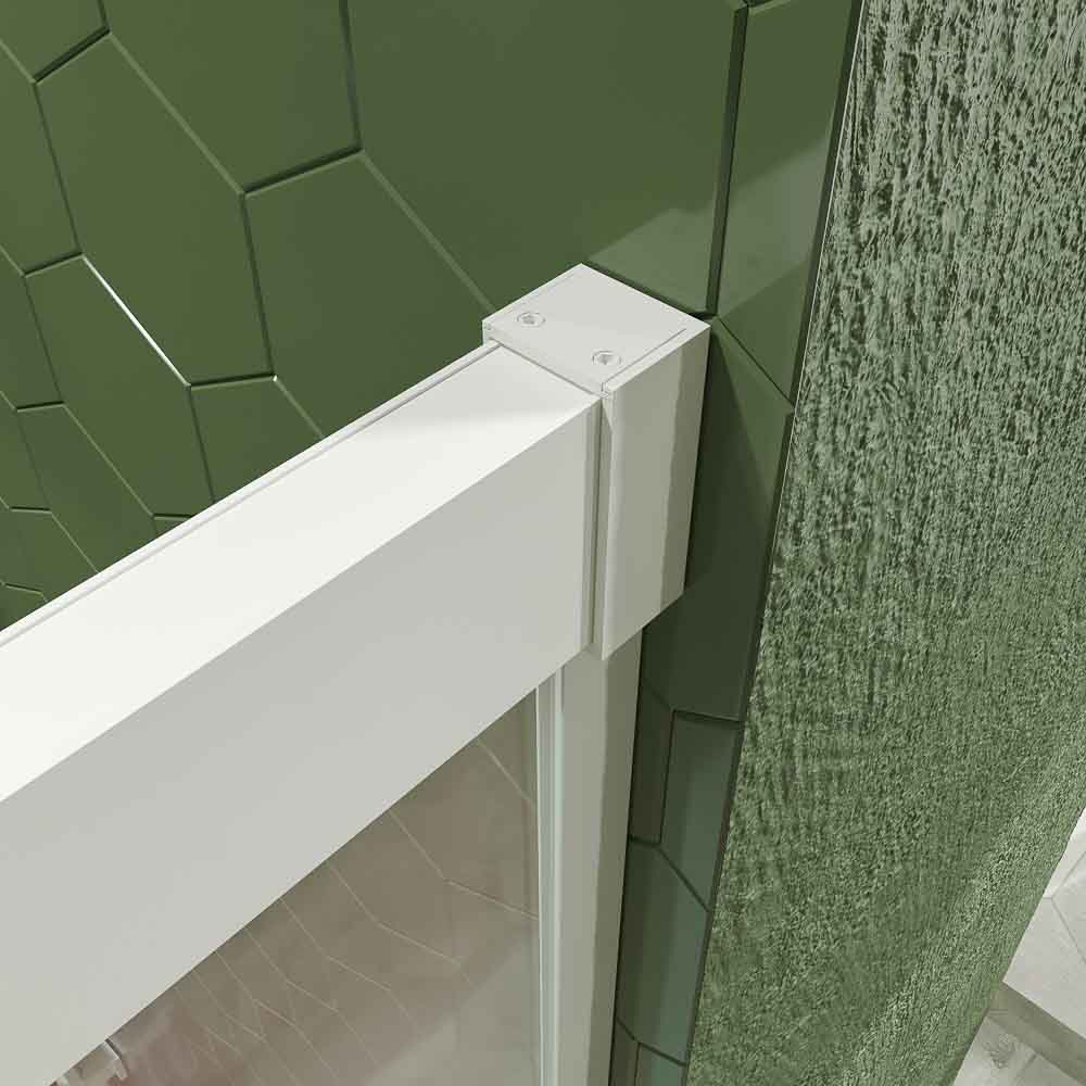 Mampara de ducha BASIC frontal 2 fijos - 1 puerta corredera central . BLANCO MATE - Imagen 6