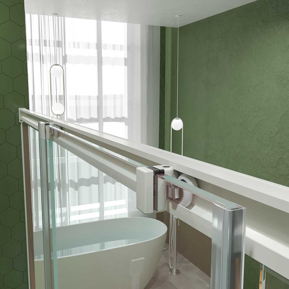 Mampara de ducha BASIC frontal 2 fijos - 1 puerta corredera central . BLANCO MATE - Imagen 5