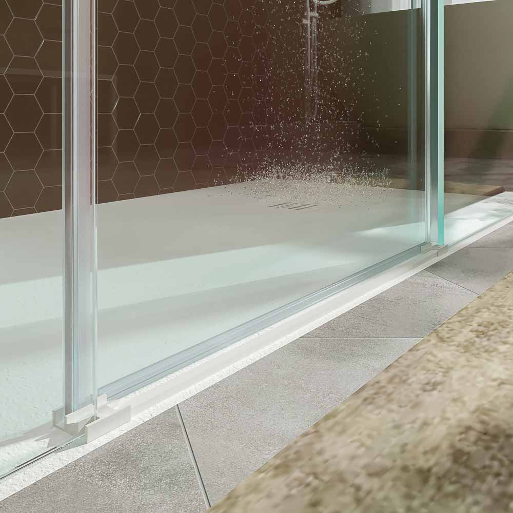 Mampara de ducha BASIC frontal 2 fijos - 1 puerta corredera central . BLANCO MATE - Imagen 4