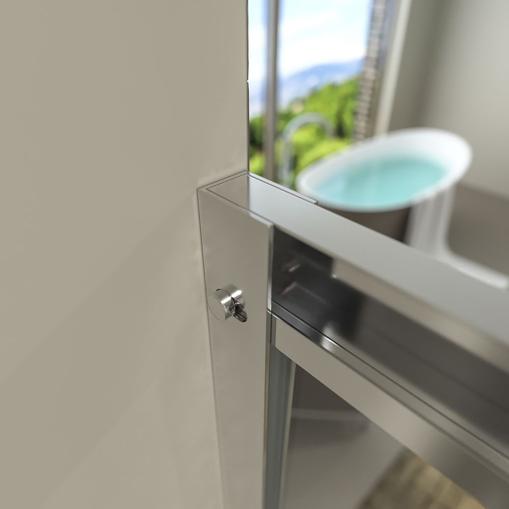 Mampara de ducha PETRA frontal 1 fijo - 1 puerta corredera vidrio 6 mm . Acero inoxidable - Imagen 3