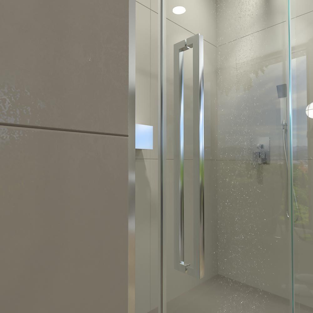 Mampara de ducha PETRA frontal 1 fijo - 1 puerta corredera vidrio 6 mm . Acero inoxidable - Imagen 7