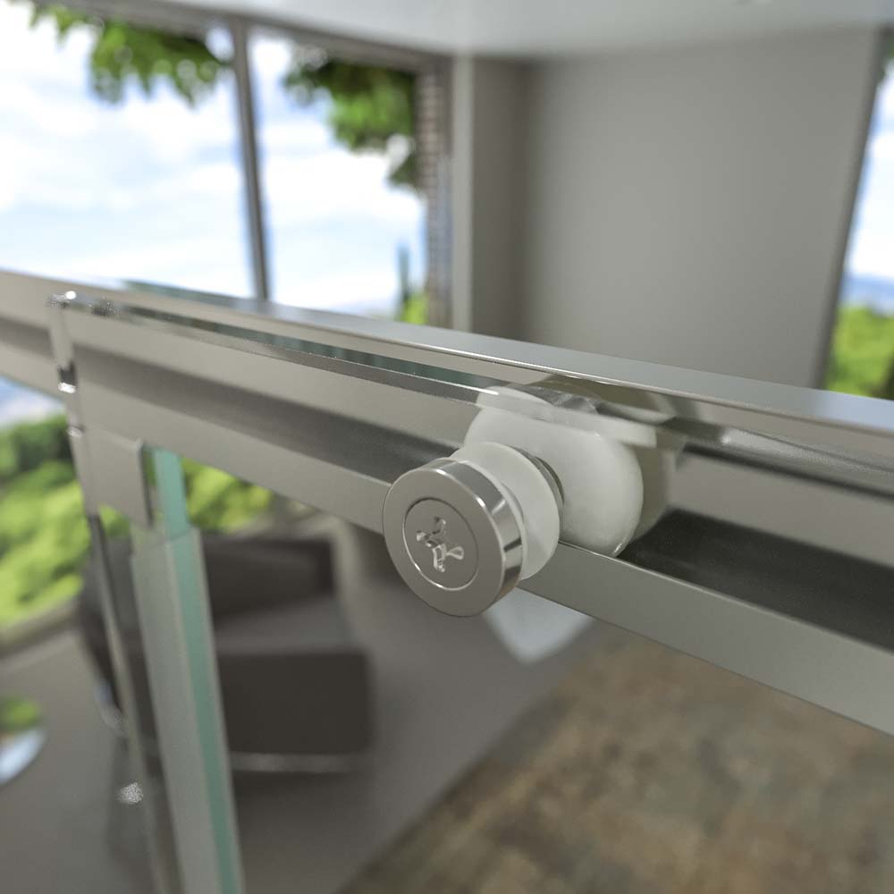 Mampara de ducha PETRA frontal 1 fijo - 1 puerta corredera vidrio 6 mm . Acero inoxidable - Imagen 6