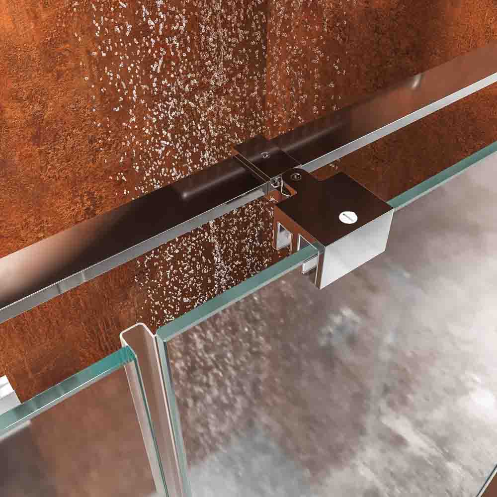 Mampara de ducha frontal SILEX 2 fijos - 1 puerta abatible fabricada a medida. Acabado CROMO BRILLO - Imagen 5