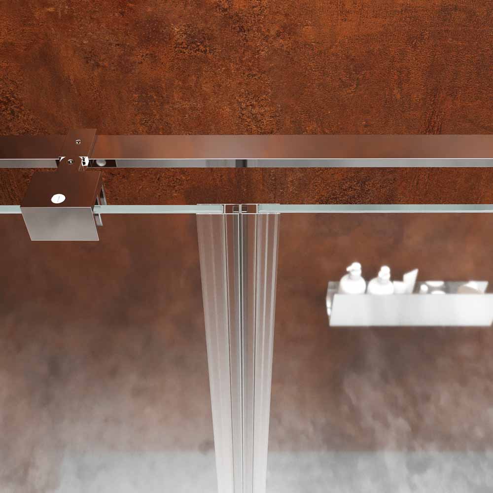 Mampara de ducha frontal SILEX 2 fijos - 1 puerta abatible fabricada a medida. Acabado CROMO BRILLO - Imagen 3