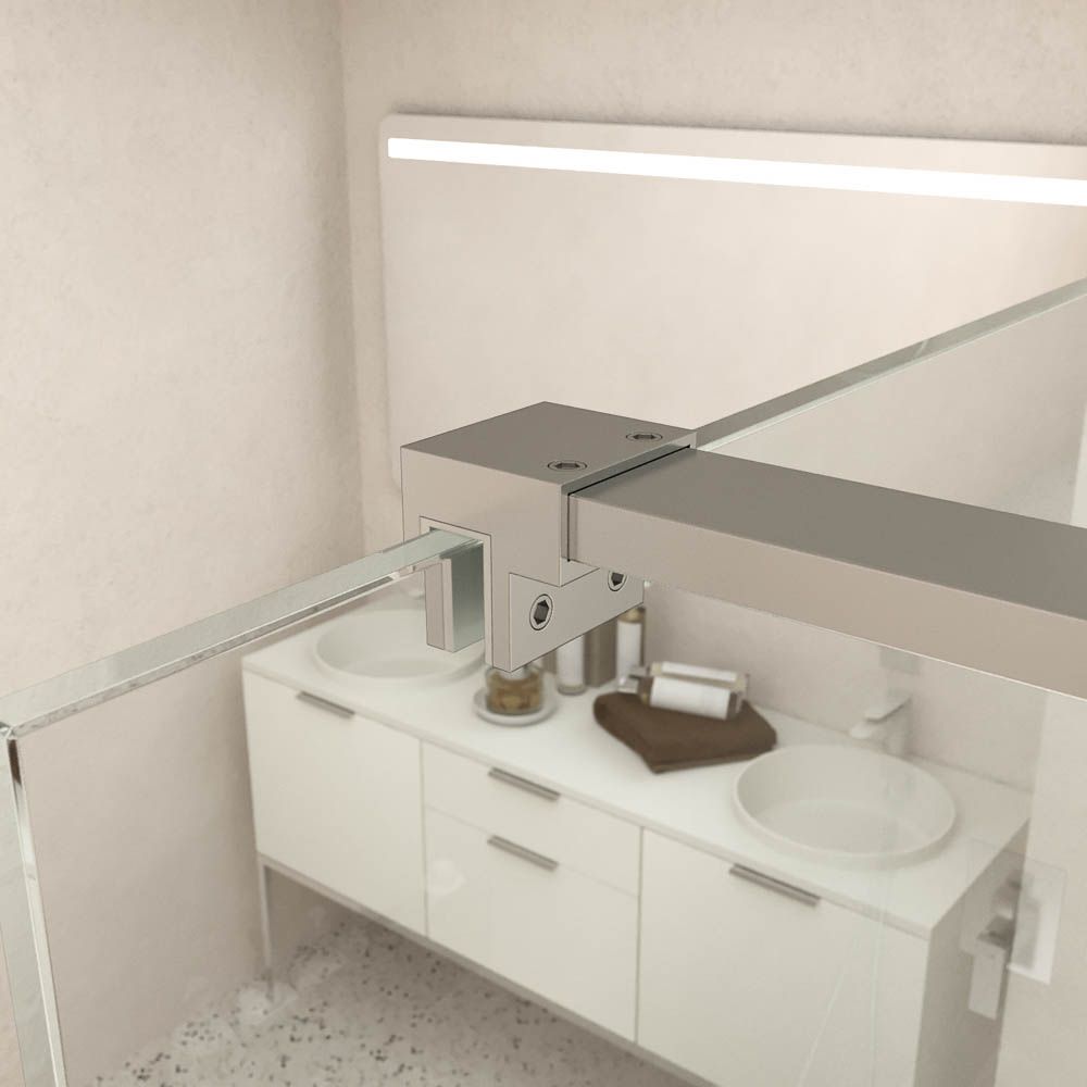 Fijo de ducha mampara ZEN perfil acero inoxidable - Vidrio 10 MM con tratamiento anti-cal incluido - Imagen 5