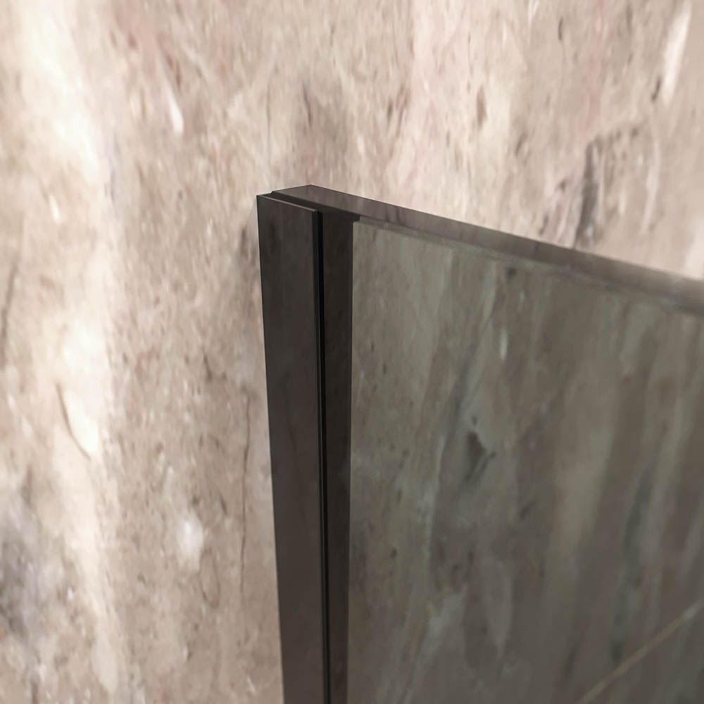 Fijo de ducha mampara ZEN perfil acero inoxidable NEGRO MATE - Vidrio 10 MM Parsol GRIS con tratamiento anti-cal incluido - Imagen 5