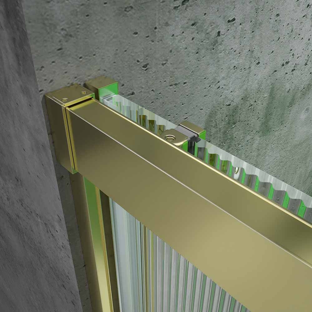 Mampara de ducha frontal BASIC 1 fijo -1 puerta corredera VIDRIO ACANALADO. Sin perfil inferior. Acabado ORO MATE - Imagen 3