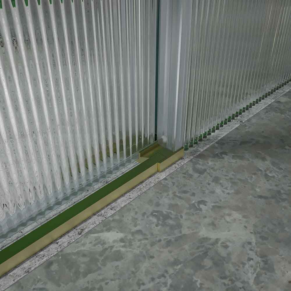 Mampara de ducha frontal BASIC 1 fijo -1 puerta corredera VIDRIO ACANALADO. Sin perfil inferior. Acabado ORO MATE - Imagen 5