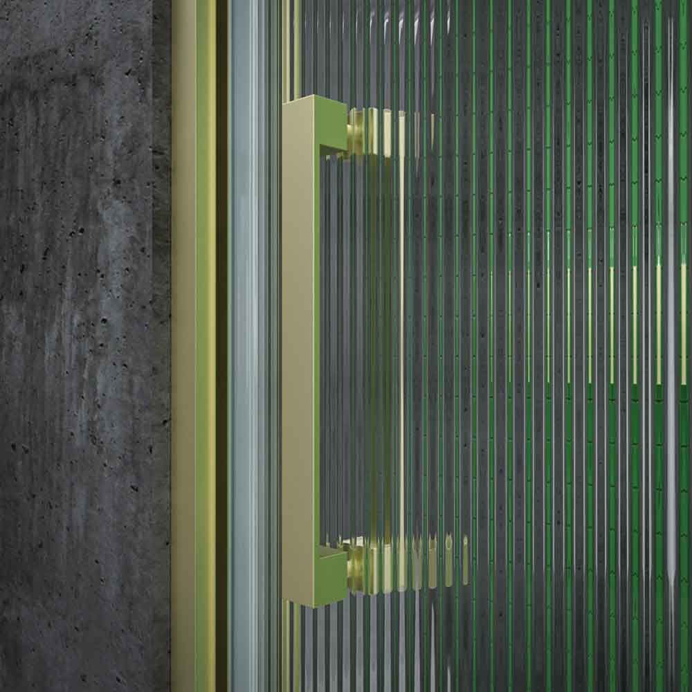 Mampara de ducha frontal BASIC 1 fijo -1 puerta corredera VIDRIO ACANALADO. Sin perfil inferior. Acabado ORO MATE - Imagen 6