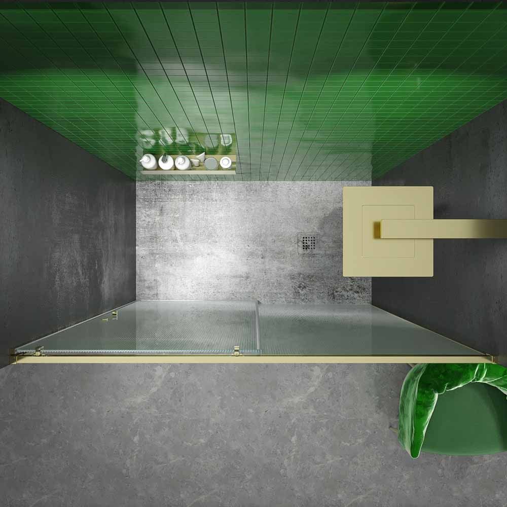 Mampara de ducha frontal BASIC 1 fijo -1 puerta corredera VIDRIO ACANALADO. Sin perfil inferior. Acabado ORO MATE - Imagen 7