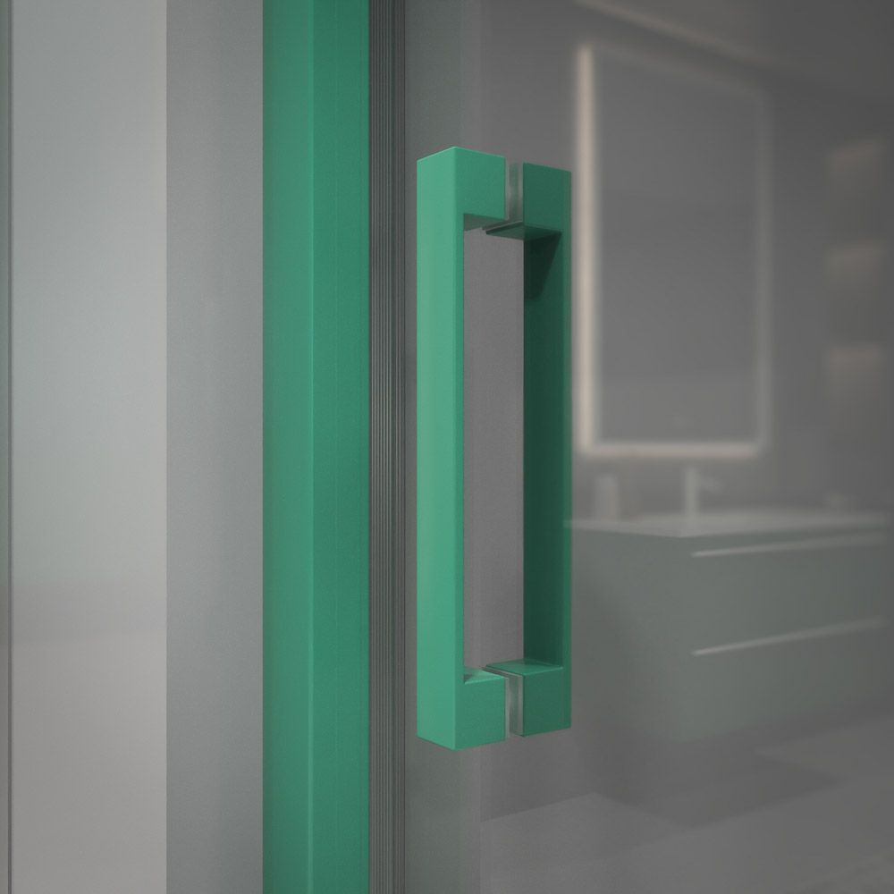 Mampara de ducha frontal NORMA 1 fijo -1 puerta corredera. Acabado VERDE PATINA - Imagen 2