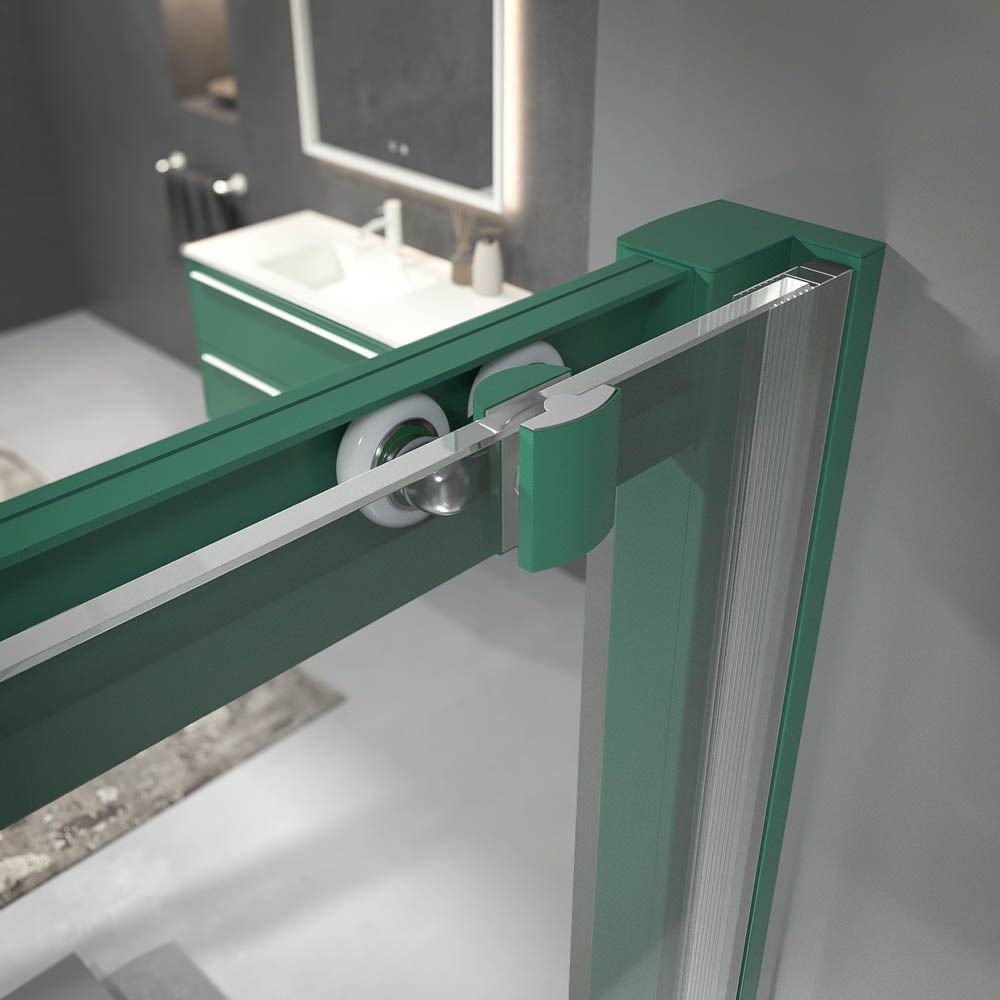 Mampara de ducha frontal NORMA 1 fijo -1 puerta corredera. Acabado VERDE PATINA - Imagen 5