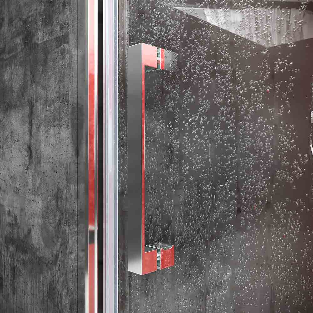 Mampara de ducha frontal BASIC 1 fijo -1 puerta corredera. Sin perfil inferior. Con tratamiento anti-cal . Acabado CROMO BRILLO - Imagen 3