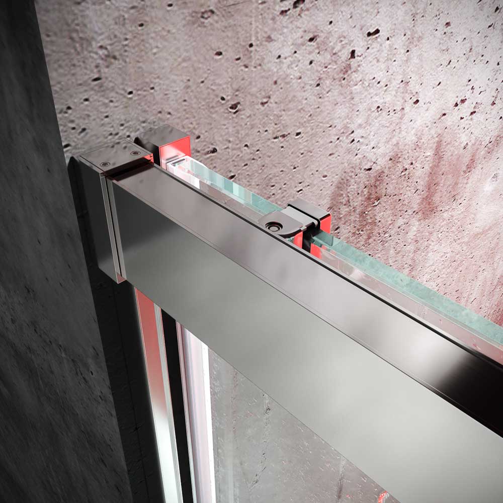 Mampara de ducha frontal BASIC 1 fijo -1 puerta corredera. Sin perfil inferior. Con tratamiento anti-cal . Acabado CROMO BRILLO - Imagen 7