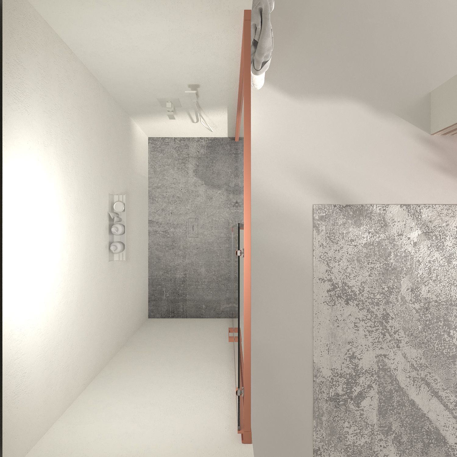 Mampara de ducha frontal LINEA1 fijo -1 puerta corredera. Sin perfil inferior. Acabado ROJO BEIGE - Imagen 6