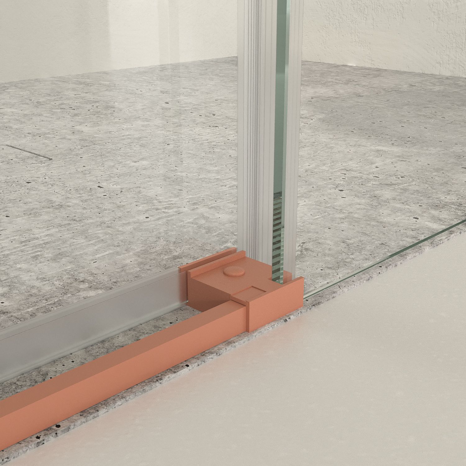 Mampara de ducha frontal LINEA1 fijo -1 puerta corredera. Sin perfil inferior. Acabado ROJO BEIGE - Imagen 2