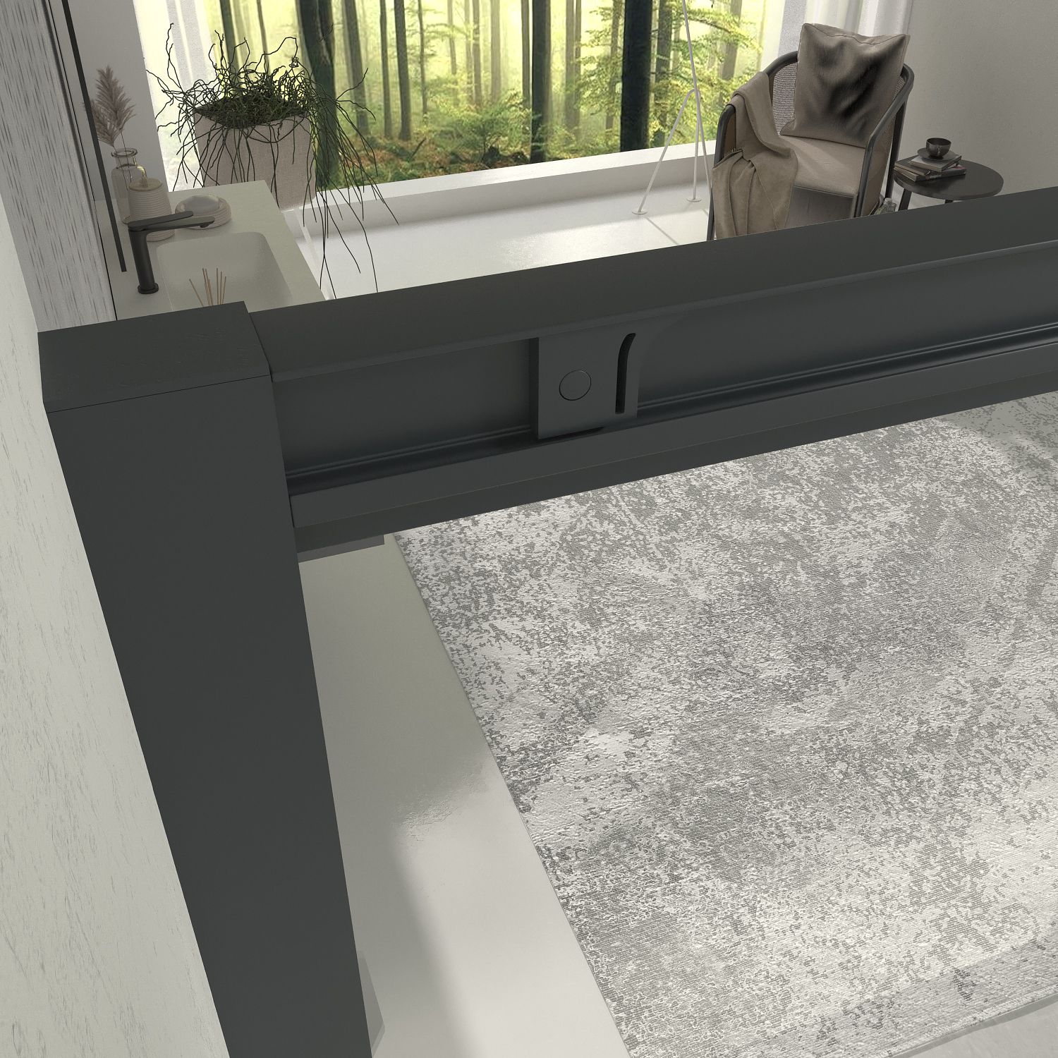 Mampara de ducha frontal LINEA1 fijo -1 puerta corredera. Sin perfil inferior. Acabado GRAFITO - Imagen 3