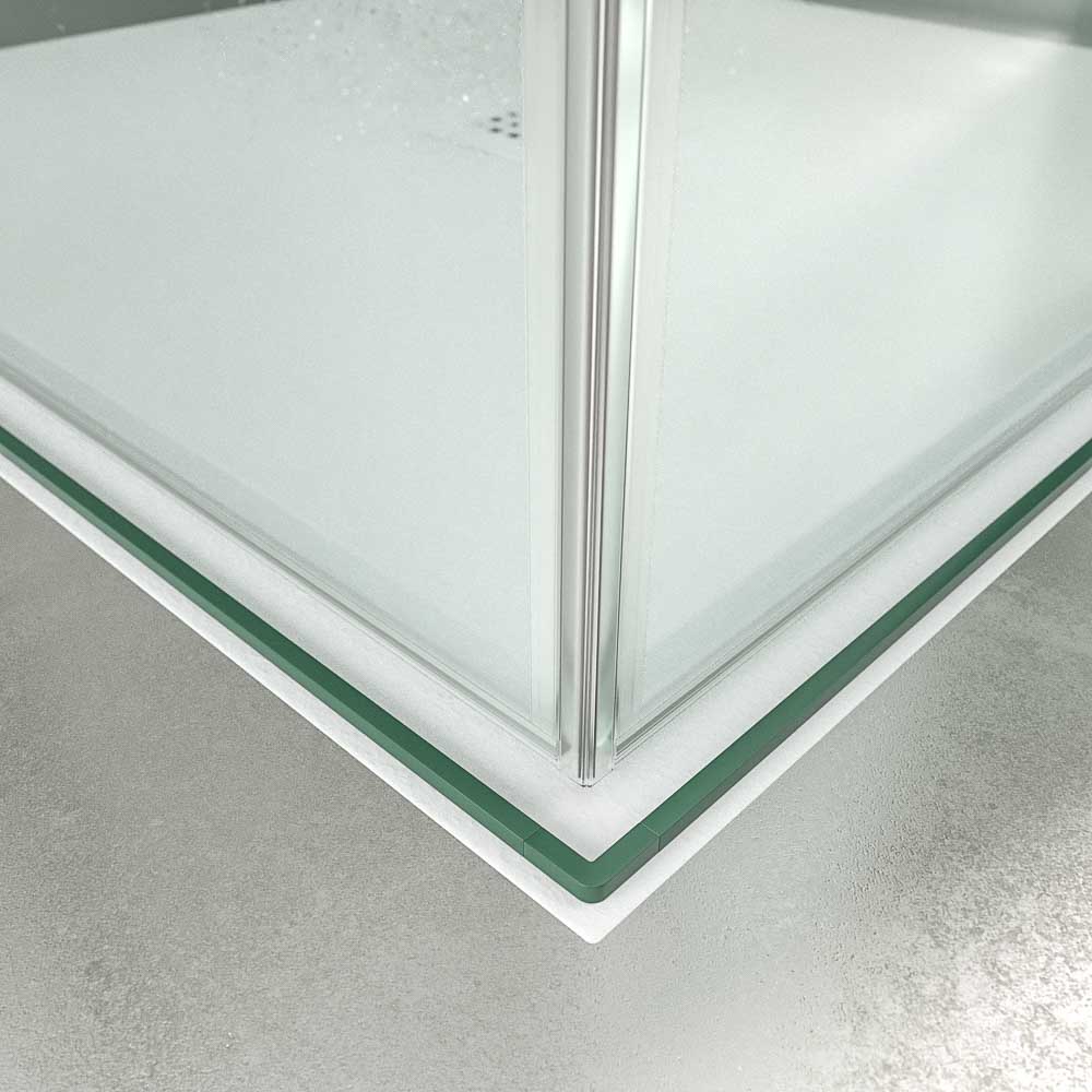 Mampara de ducha cuadrada NEXO apertura angular 2 fijos-2 puertas correderas Acabado VERDE OLIVA - Imagen 6